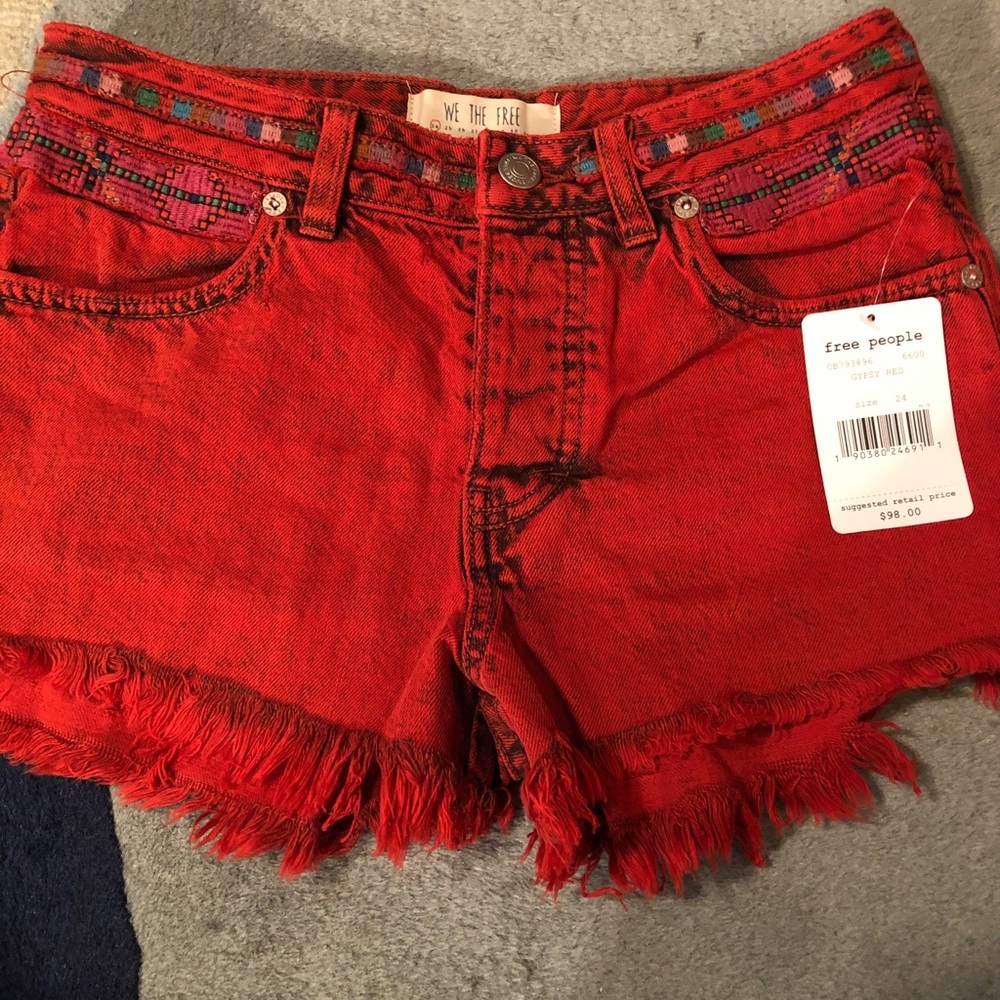 Free People Red Gypsy Shorts